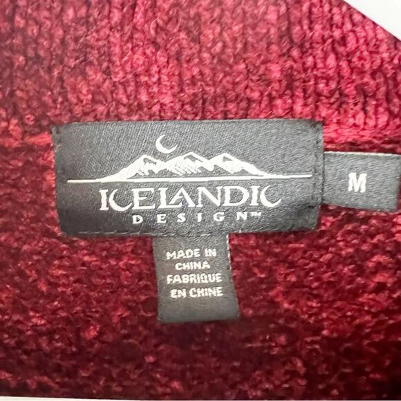 Icelandic Design‎ Chenille Black Gold & Red Iceland Symbol Soft Sweater Sz M - Picture 2 of 7